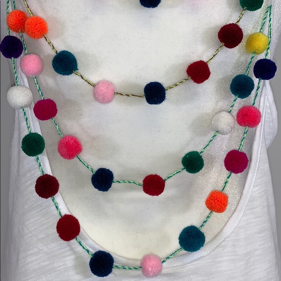 Pitusa White Cotton Dress multicolored Pom Poms - Picture 6 of 8